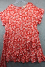 Michael Michael Kors Orange Florals A-Line Dress-Ruffles-Size 1X