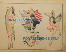 VINTAGE Eagle Flag Fairy Colored TATTOO Flash Print