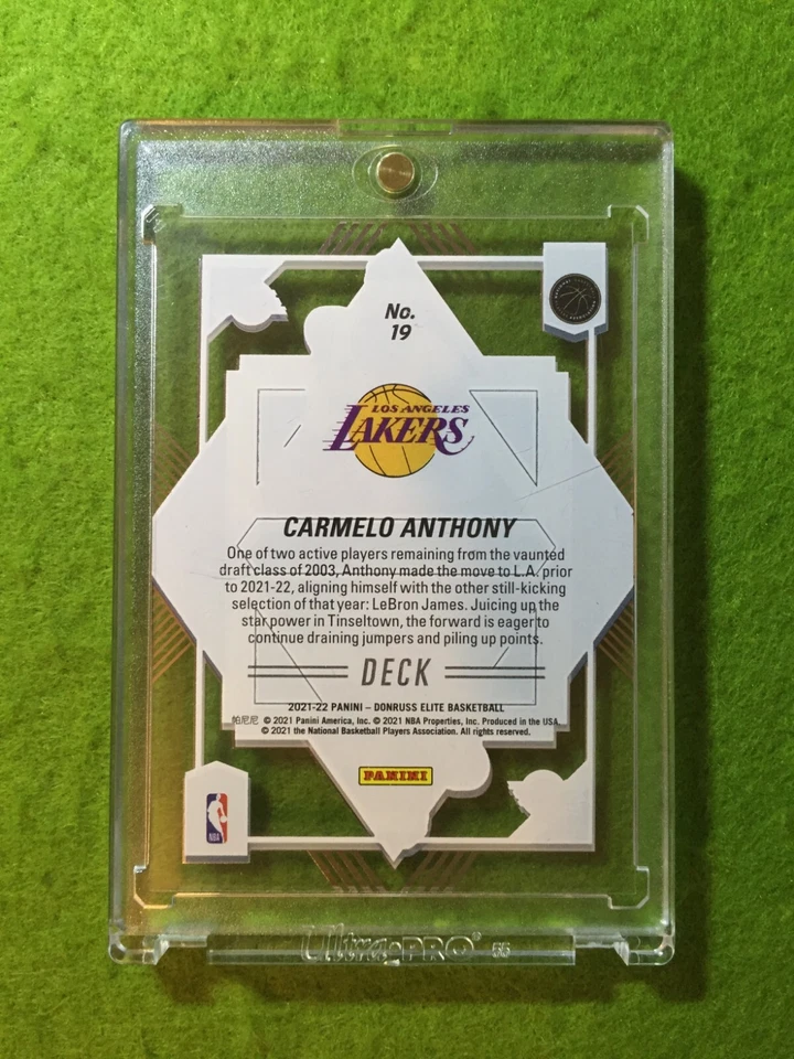 CARMELO ANTHONY CLEAR CARD JERSEY#7 LA LAKERS 2021-22 Elite DECK Carmelo Anthony - Image 2 of 4
