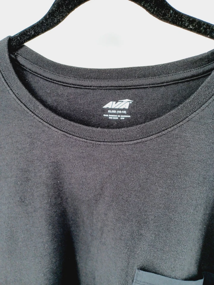 Camiseta corta AVIA para mujer X-grande (16-18) negra manga corta 100 % algodón Foto 3 de 4