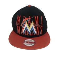 MLB Miami Marlins Snapback Hat 9Fifty New Era Truckers Flat Brim Baseball Cap