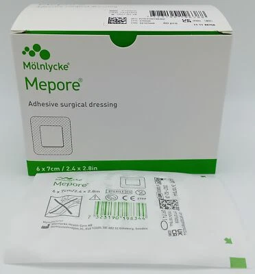 Mepore 6x7cm Adhesive Surgical Dressings - Box of 60