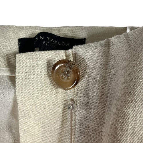 NWT Ann Taylor Petite Dress Pants Womens 8P Ivory Linen Lined Wide Leg Trouser - Picture 11 of 19