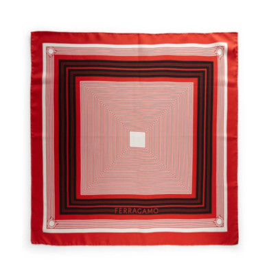 NEW WITH TAGS Salvatore Ferragamo Focus Silk Scarf RED 34X34 | eBay