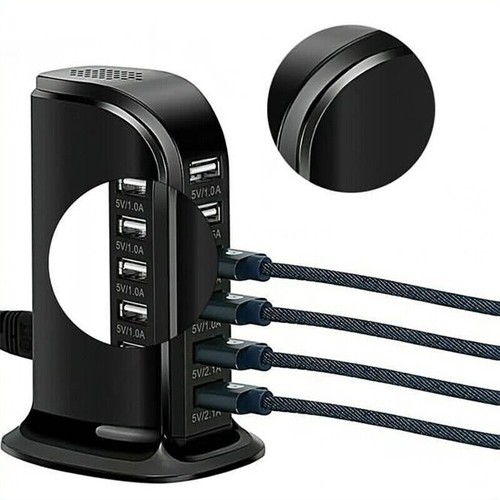 6Ports Charging Station USB Desktop Charger Rapid Tower Power Adapter Wall HUB - Picture 8 of 12