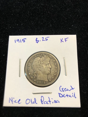 1915 Barber $.25 -XF- Great Detail, Nice Old Patina