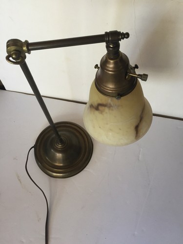 Vintage Desk Lamp 17 Inches Tall with Glass Shade - Picture 2 of 9