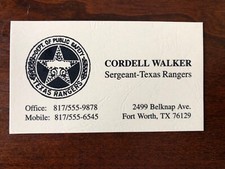 Cordell Walker Walker, Texas Ranger Business Card Prop Chuck Norris