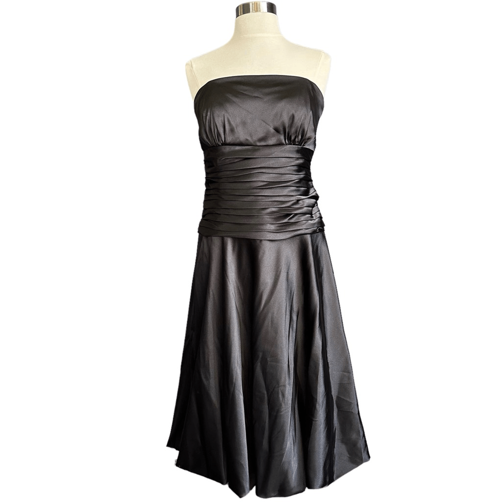 Dessy Collection 2057 Ruched Strapless Midi Cocktail Dress Black | eBay