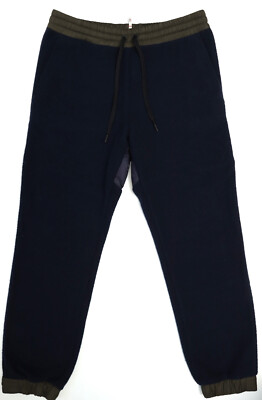 Moncler Grenoble Men's Blue Olive Wool Blend Sweatpants Joggers Size Small