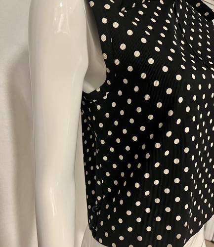 Valentino Miss V Sleeveless Black Off-white Polka Dot Sleeveless Vintage Top 44 - Picture 6 of 13