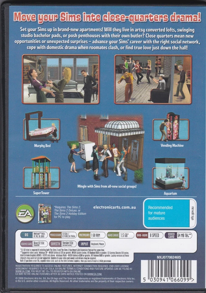 PC DVD-Rom Game - The Sims - 2 Apartment Life ( PAL Australia Windows Vista) - Image 2 of 2
