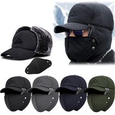 Winter Fur Ear Flap Trapper Hat Full Face Mask Aviator Thermal Warm Snow Ski Cap