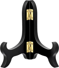 Vin Beauty 4" Black Wooden Display Stand – Plate & Photo Frame Holder