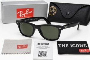 Lunettes de Soleil Homme Ray-Ban Wayfarer RB2140 50-22 Noir Verres Verts