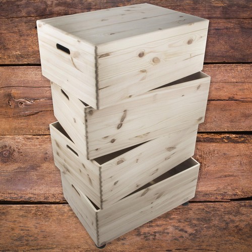MEGA SET / Cajas de madera extra grandes de 4 niveles / Caja apilable con ruedas - Imagen 11 de 12