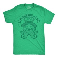 Mens Funny T Shirts Leprechaun Level Rizz Sarcastic St Patricks Day Graphic Tee
