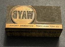 WAYB Waynesboro Virginia | vintage letterpress printing block