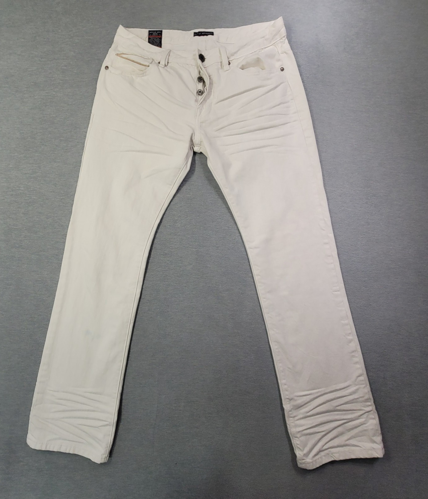 Cult of Individuality Jeans Mens 34x34 White Rebel Straight Button Fly Grunge