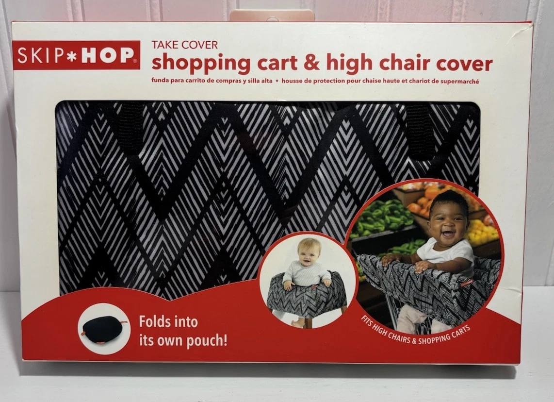 Skip Hop Take Cover Shopping Cart & High Chair Cover Black White Chevron NOS