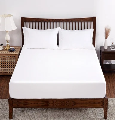 Bamboo Viscose Fitted Sheet Queen Size Only, 400 Thread Count, 8-16" Deep Poc...