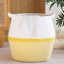 Woven Baskets for Storage 17"x17" ,Large Cotton Rope Woven Baby Laundry Hampe...