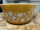 Rare Vintage OOAK Gold Spring Blossom Crazy Daisy Bowl By Pyrex 474B 1972-79