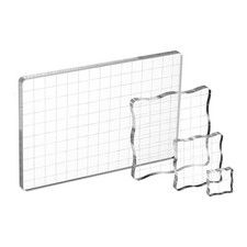 Acrylic Stamp Block, 4Pcs Stamping Block with Grid Lines Set Square Rectangle