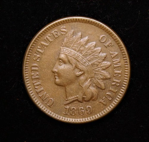 1869/69 Indian Head Cent  AU  Rare Key Date