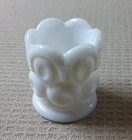 L.E. Smith Vintage White Milk Glass Toothpick Holder Moon Star Pattern