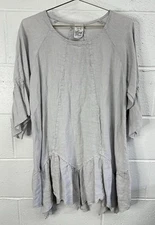 Match Point 100% Linen Drapey Lagenlook Tunic Dress / Size Small / Made In USA