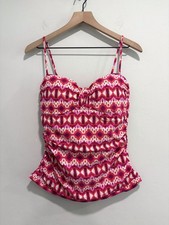 Kenneth Cole Women s XL Geometric Abstract Ruched Sides Tankini Swim Top Pink