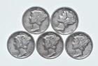 High Grade Lot 1935 1939 1937 1937 1937 Mercury Dime Collection *783