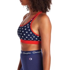 Champion Sports Bra Navy Blue Red All Over C Logo Racerback Women's Size L
