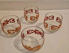 Starlyte Whiskey Red & Gold Glasses Baroque Cocktail Set Of Four Glasses