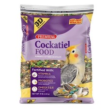 Premium Cockatiel Food Mix with Probiotics, 9 lb Bag, Bird Seed Blend for