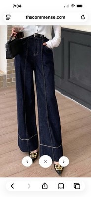 New Commense Blue Jeans-Medium (6)- Stretch Wide Leg Waist-Leg Stitch Trim $59