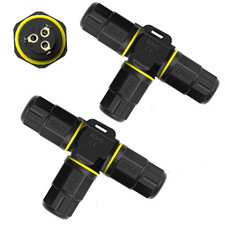 3 Way IP68 Waterproof Electrical Junction Box - 3 Pin Outdoor Cable Connector fo
