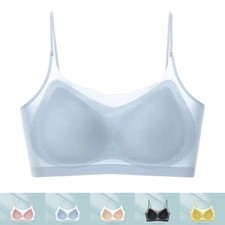 Seamless ultrathin breathable halter bra ice silk vest style summer underwear