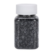 Black Hair Extension Ring Loops Silicone Lined Micro Beads Links Aluminum H SG