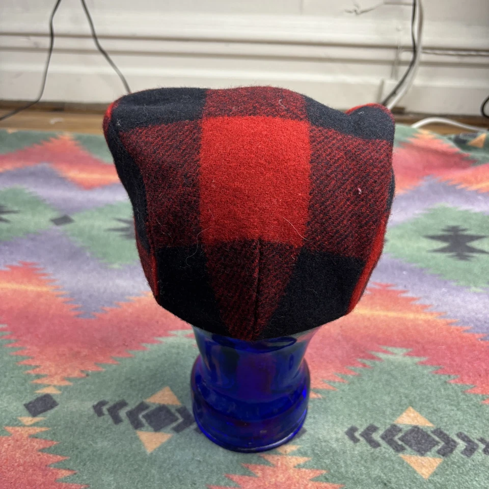 Vintage Pendleton Buffalo Plaid Wool Newsboy Cabbie Flat Driving Cap Hat Medium - Image 4 of 4