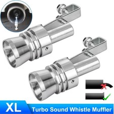 2pcs Turbo Sound Whistle Muffler Exhaust Pipe Simulator Whistler Auto Silver Xl