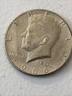 1966-P KENNEDY HALF, 40% SILVER CIRCULATED NOT CLEANED