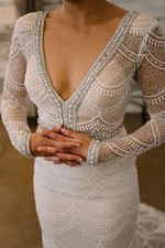 Size 6 Berta Long Sleeve Bridal Gown Style 15-107
