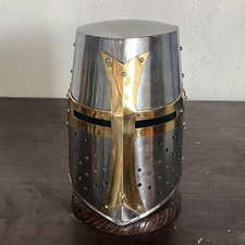 Templar Crusader Knight Helmet with Free Display Stand Gift for Him