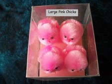 4 Large Pink, Purple, Yellow Chenille Spring Easter Chicks approx. 2 x 1 1/2 in
