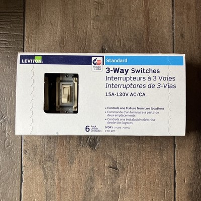 6 Leviton Residential Grade Ivory 3-Way Toggle Light Switches 15A 120VAC