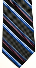 NEW 195 Robert Talbott Best of Class Black, Blue, Silver Stripe 3.5" Tie USA