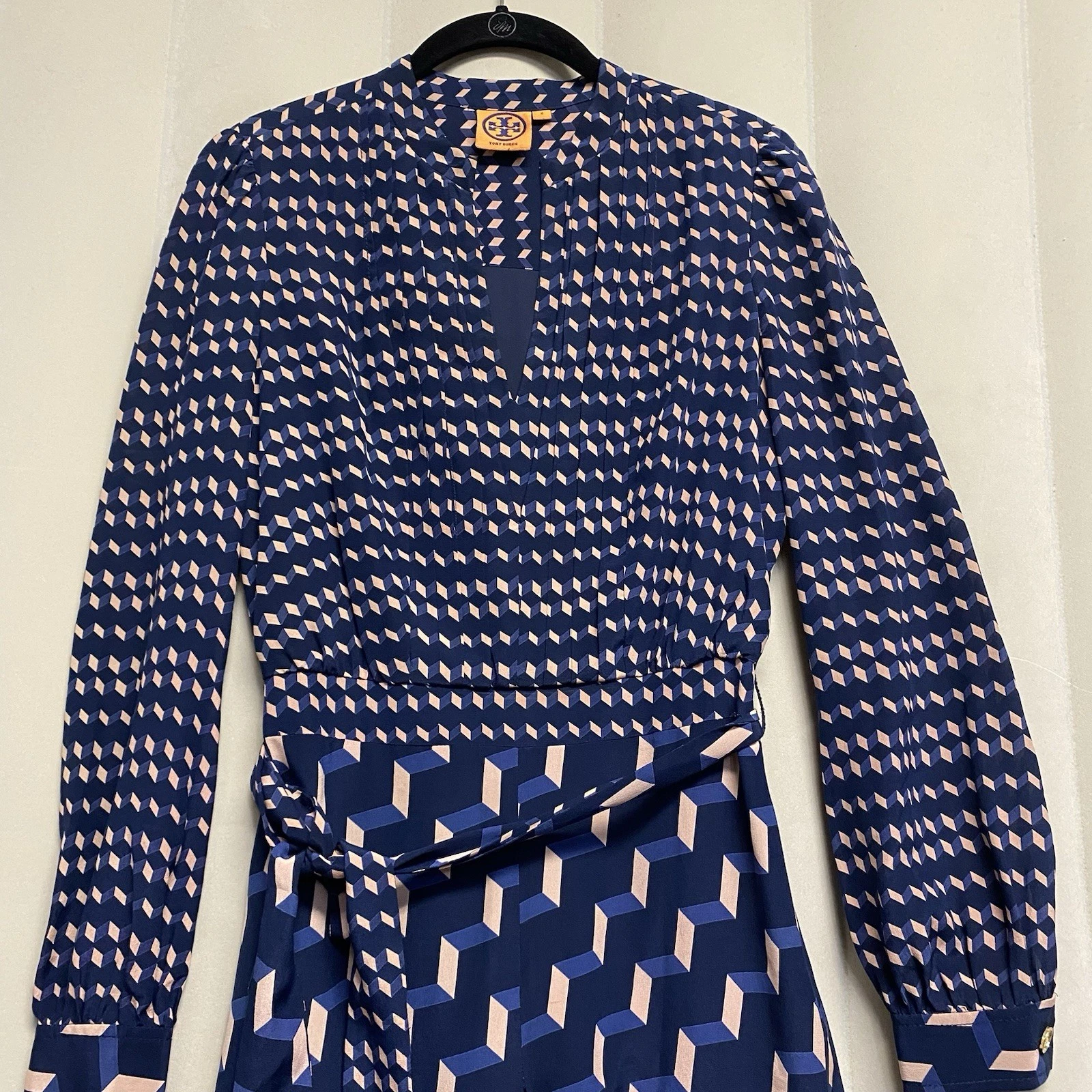 Abito donna Judi Tory Burch taglia 2 100% seta con cintura designer lusso femminile