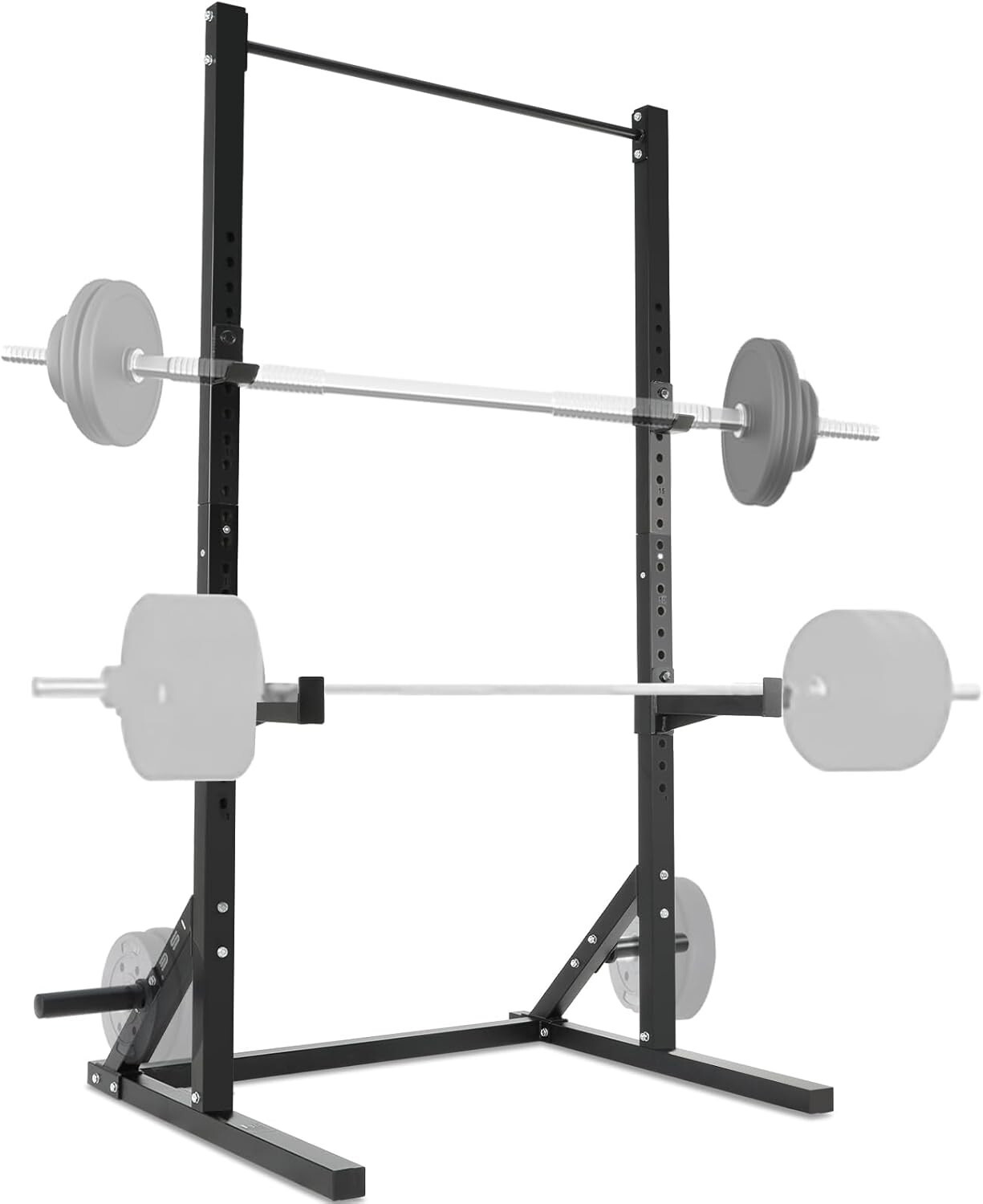 Support de squat réglable 23 positions et station de dips en acier noir